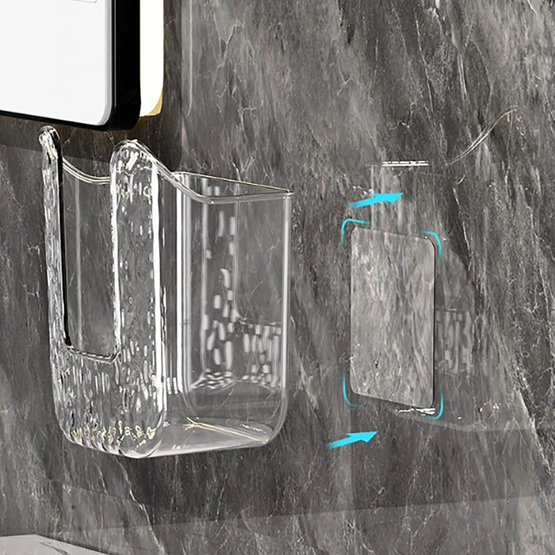Plastic Wall Mounted Tissue Box Self-adhesive Punch Free Paper Towel Holder Upside Down Space-saving Napkin Container Bathroom