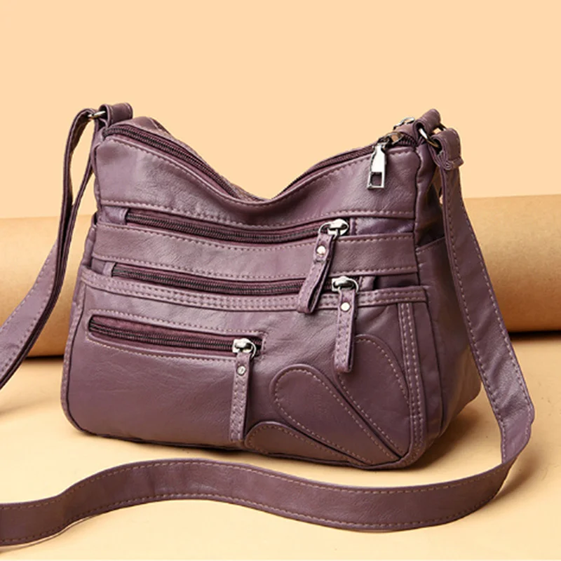 High Quality Women's Soft Leather Shoulder Bags Multi-Layer Classic Cr