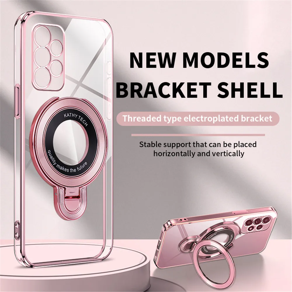 Luxury Transparent Plating Magnetic Bracket Stand Holder Case