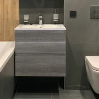 Wall Mounted Bathroom Vanity with Sink Floating Vanity Two Drawers Bathroom Cabinet with Ceramic Integrated Sink 2