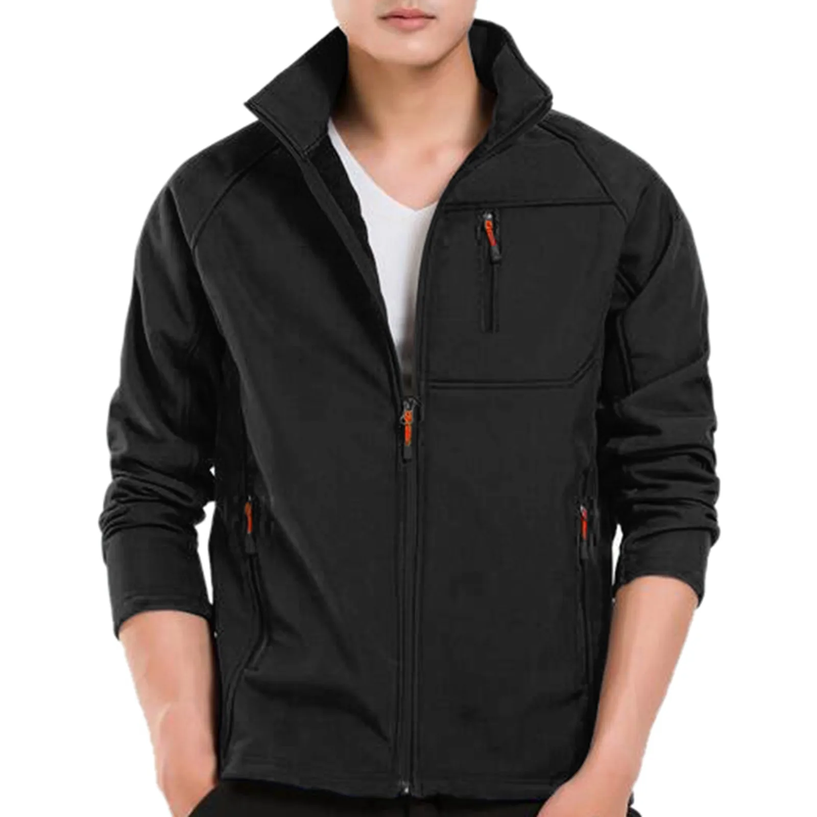 

Outdoor Soft Men's Composite Fleece Spring And Autumn Winter Windproof Warm Standing Collar Jacket Hooded Coats for Men