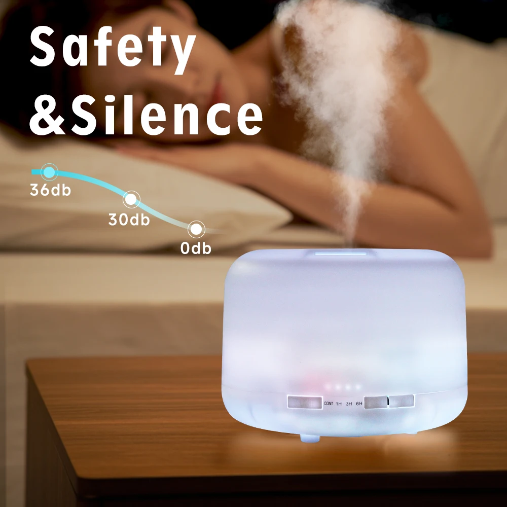 500ml Essential Oil Diffuser Quiet Aroma Mist Diffusers Scent Diffuser Wood Grain Remote Control Ultrasonic Air Humidifier 2