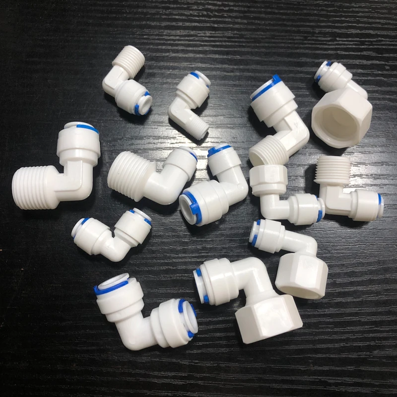 1/4" 3/8" OD Hose Tube 1/2" 3/8" 1/2" thread Reverse Osmosis Aquarium Quick Fitting RO Water Elbow Plastic Pipe Coupling Connect Hose Pipe Fitting