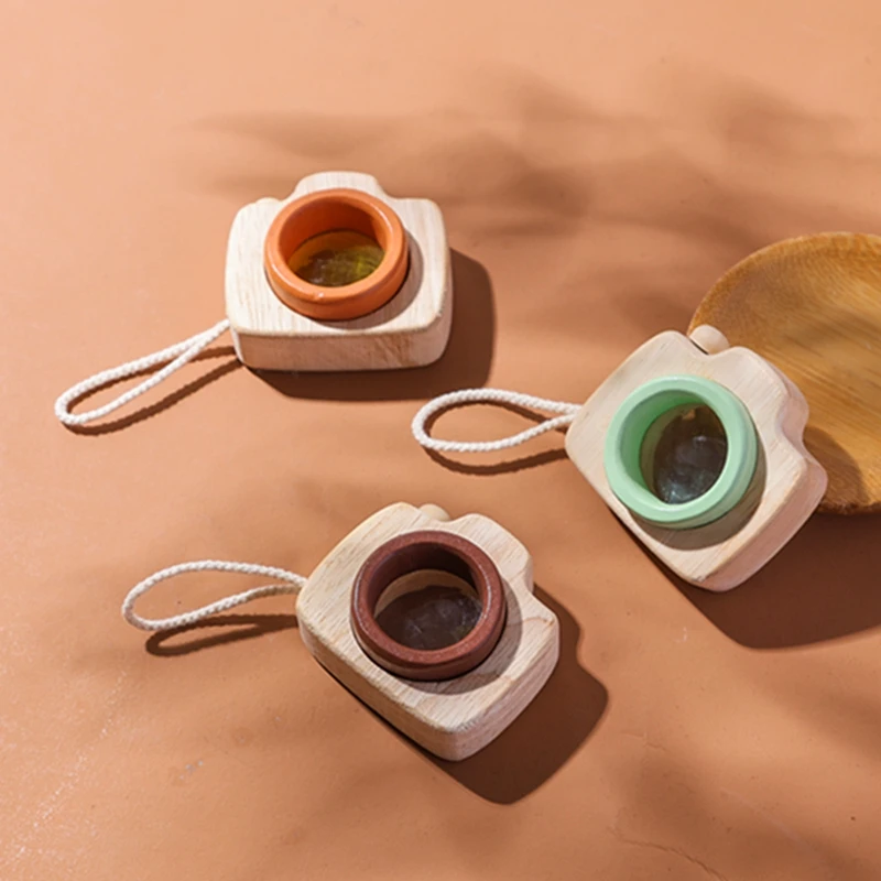 Wooden Toys 1PC/3PCS Baby Wooden Colorful Camera Kaleidoscope Toys Beech Wooden for Children Kids Learning Early Educational Montessori Toys