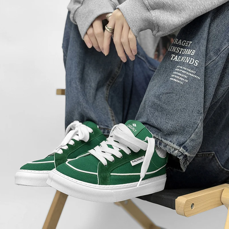 2025 Fashion Green Men's Canvas Shoes Big Size 45 Spring Comfortable Casual Shoes Men Espadrilles Flat Canvas Sneakers For Men 3