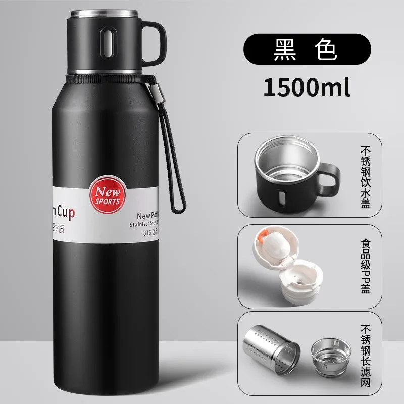 Leberna Termo de café de 34 onzas | Botella de agua térmica grande para té,  bebidas calientes y frías, botellas de agua de acero inoxidable selladas