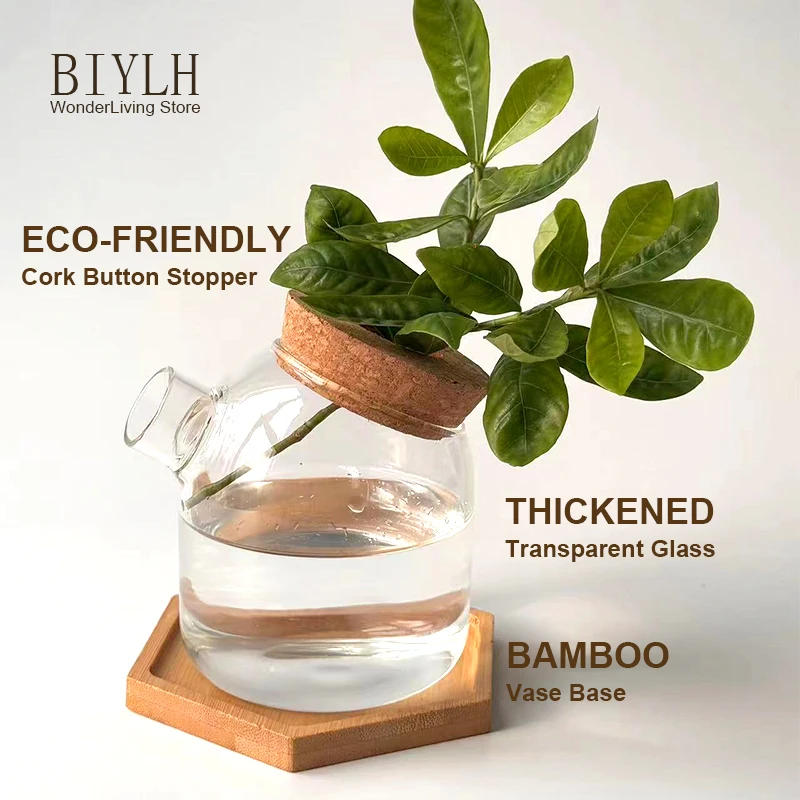 New Small Vase Transparent Glass Flower and Green Plants Cultivation Small Bottle Home Living Room Garden Decoration Small Vase 2