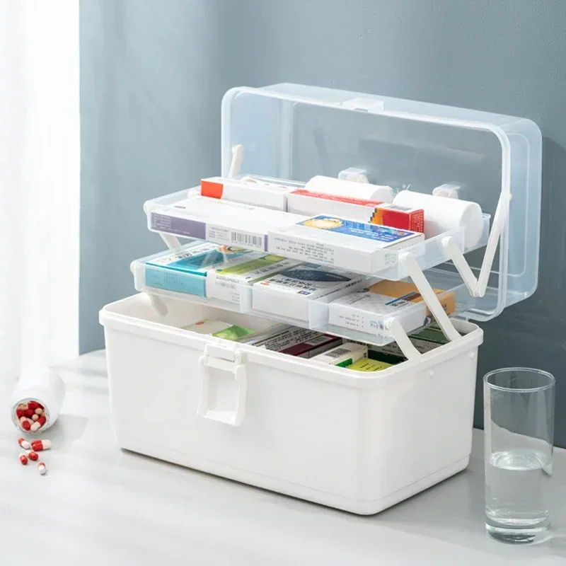 EURXLQ Boite Medicaments Rangement,3 Couches 34cm Bleu Boite Pharmacie,Boite Rangement,Boite Medicament,Boîte De Rangement De Haute Qualité Avec Couvercle Pour Pêche,Cosmétiques,Jouets Et Les Outils