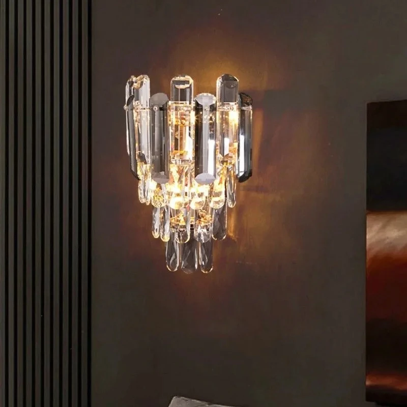 

Nordic modern style coffee shops, living rooms, bedrooms, corridors stainless steel crystal wall lamps