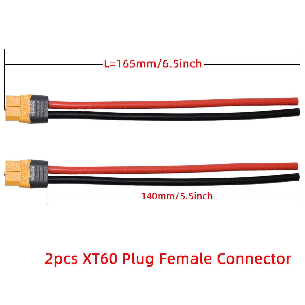 Amass XT60 Plug Male Connector with Sheath Housing with 165mm 12AWG Silicon Wire for RC Lipo Battery FPV Racing Drone