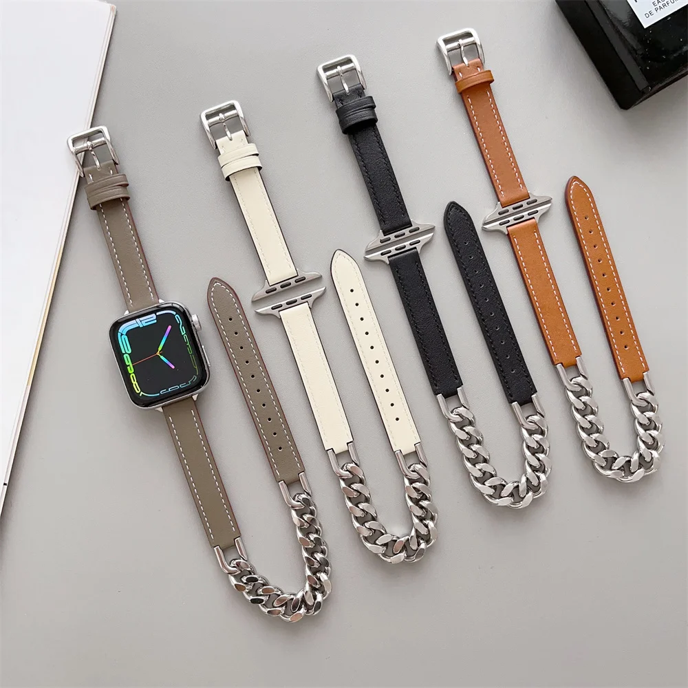 Apple Watch Band Series 7 6 5 Cowboy Chain Style Resin Steel Watchband