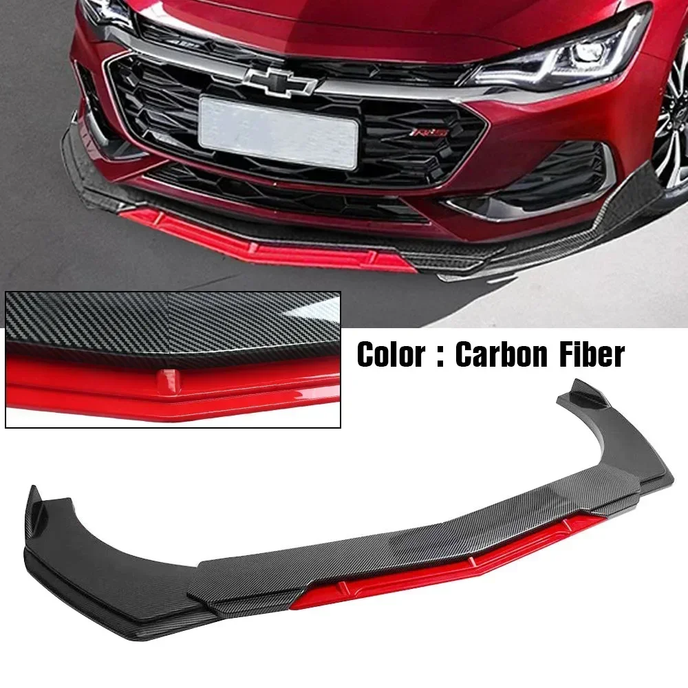 5PCS Car Front Bumper Lip Chin Body Kit Universal ABS Car Front Shovel Canard Spoiler Splitter Auto Parts Gloss Black Red