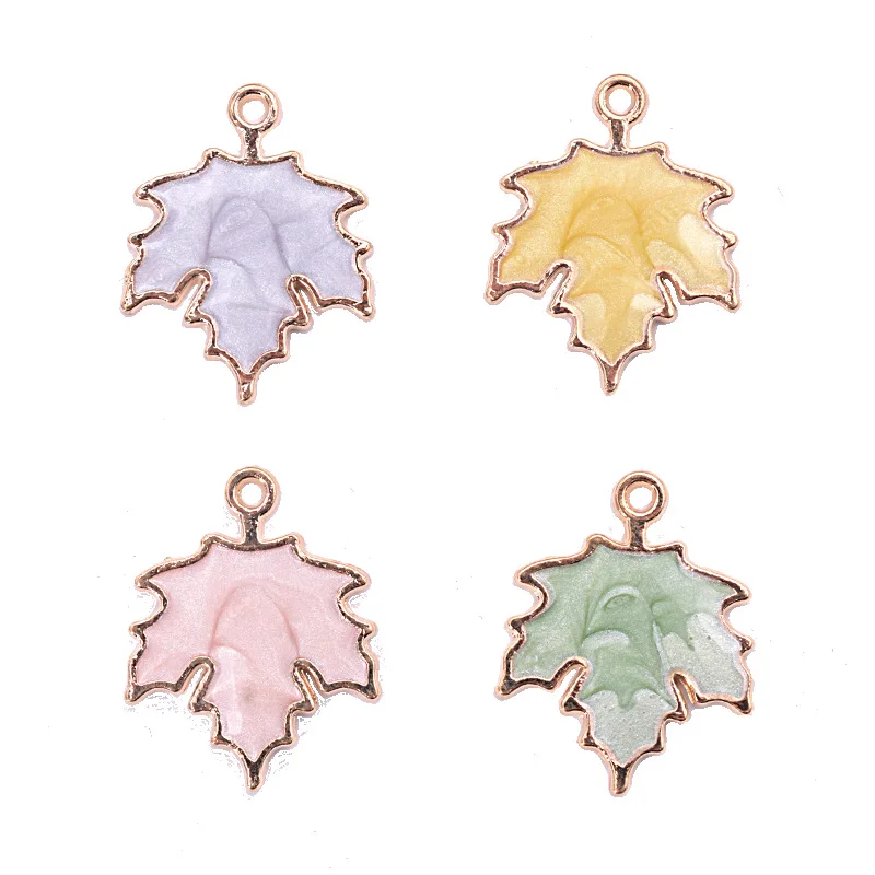 

10pcs 19*24mm pearlescent maple leaf enamel pendant, charms for jewelry making DIY plant necklace pendant earrings making gifts