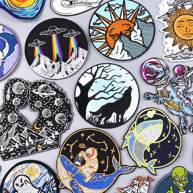 Raum Patch Planeten Eisen Auf Patches Für Kleidung Wale Gestickte Patches Auf Jacken Kleidung Nähen Patches DIY Aufkleber Abzeichen – Detail 1