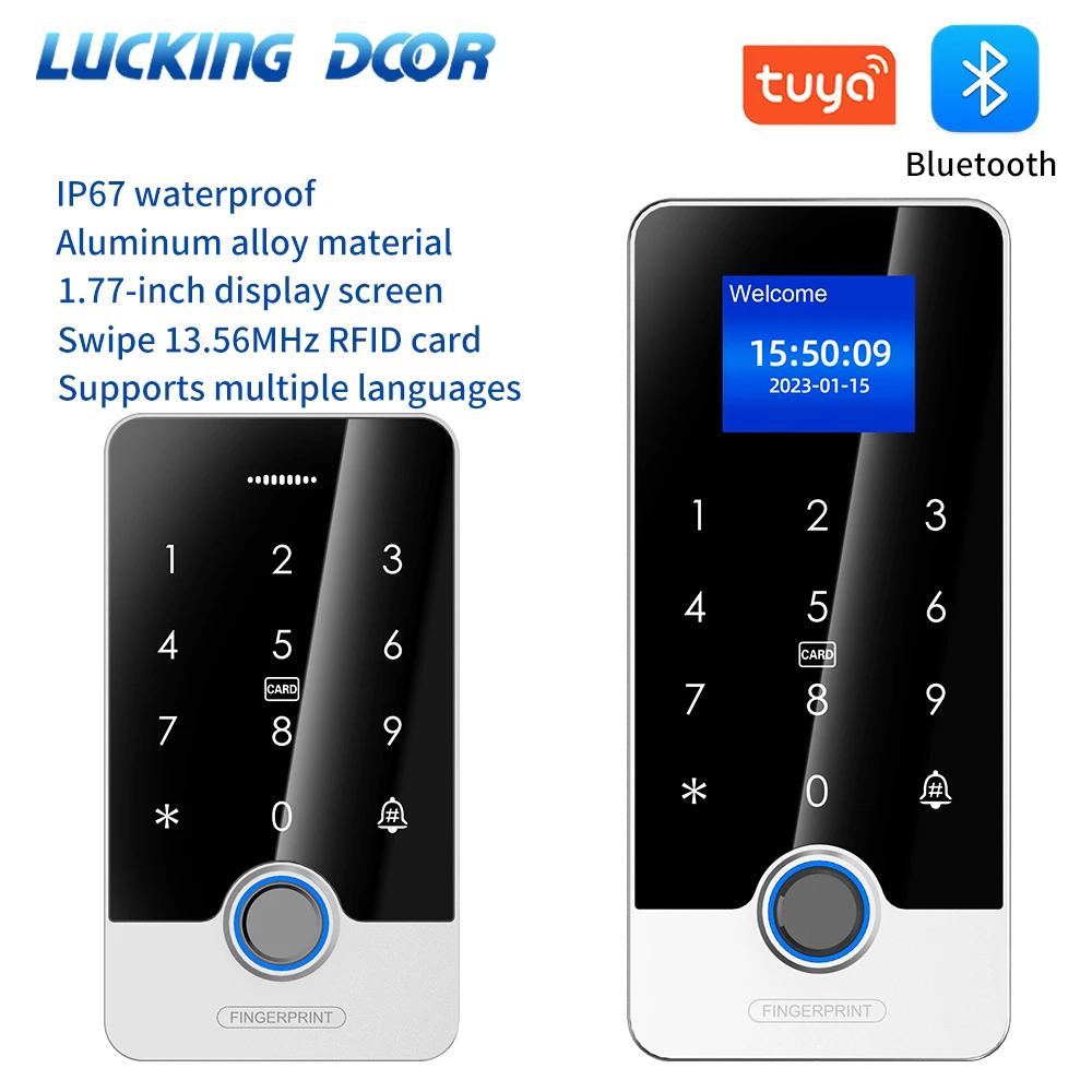 

Tuya App Bluetooth Fingerprint Access Controller Standalone Metal 13.56M RFID Keyboard Touch Keypad Waterproof Door Entry Opener