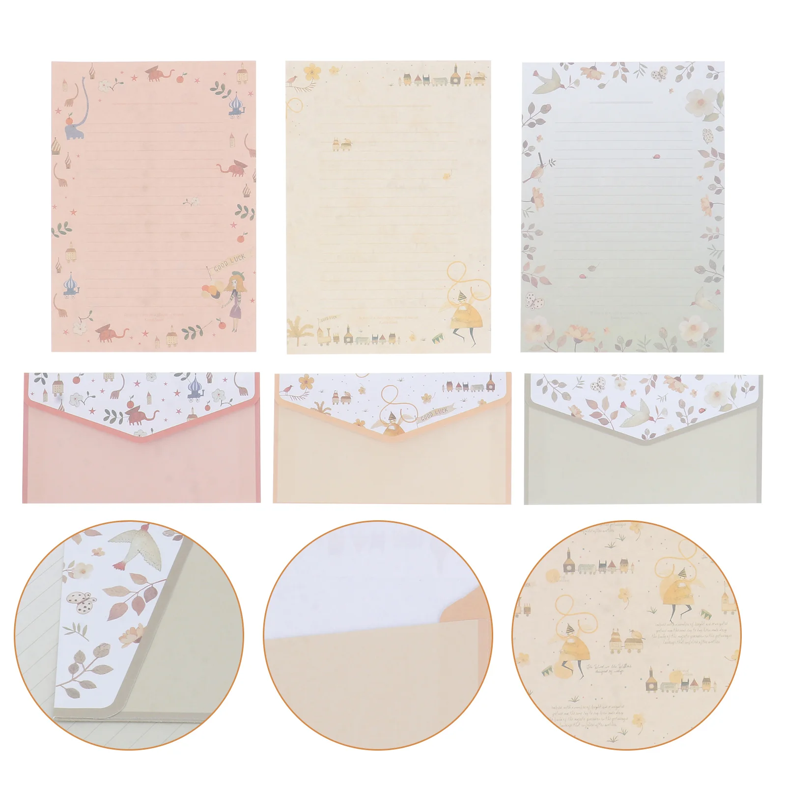 Letter Paper Envelopes Set Elegant Flower Pattern Stationery Sets Writing Paper Envelopes Printing Products 5pcs mailing envelopes