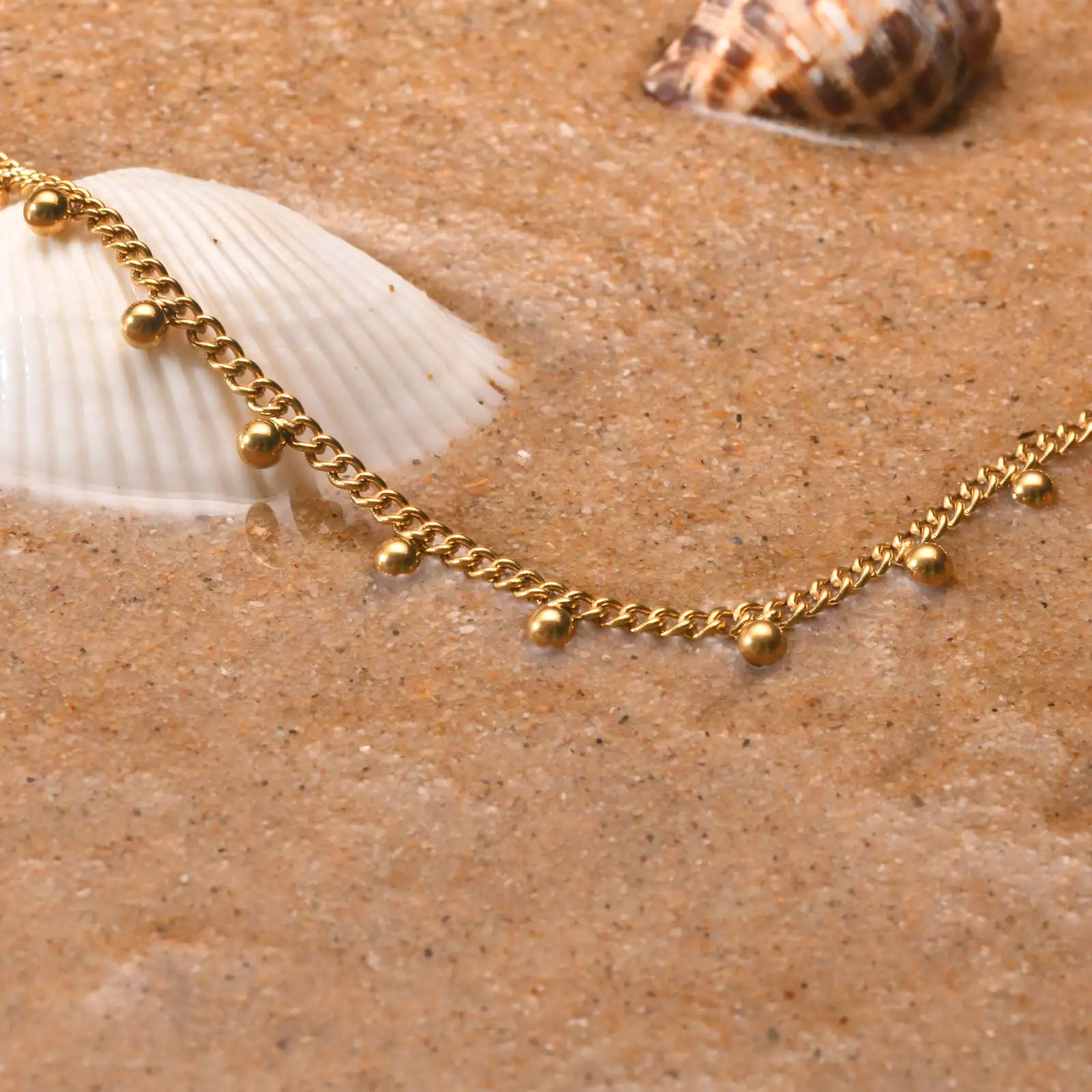 Silver Anklet Bracelet Ankle Chains Bead Bracelet Beads Anklet Toe Foot Bracelet Anklet Bracelet on Legs Stainless Steel Waterproof Adjustable Beach Beaded Ball Cuban Link Summer Boho Foot Jewelry for Women
