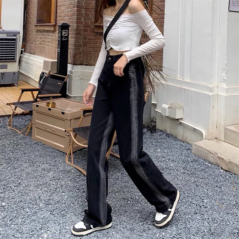 

Women Pant Woman Jeans High Waist Denim Pants Wide Leg Denim Clothing Blue Jeans Vintage Quality Fashion Straight Pants
