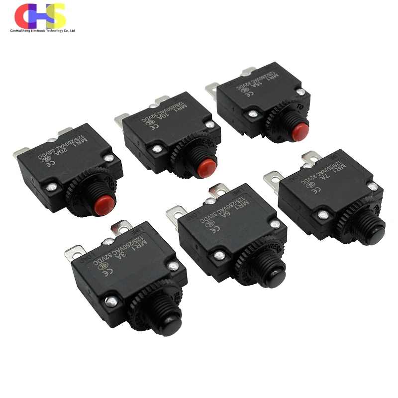 (1-10PCS) MR1 Manual Reset Circuit Breaker 3A 4A 5A 6A 8A 10A 12A 15A 20A 25A 30A Thermal Current Overload Protector Switch Fuse