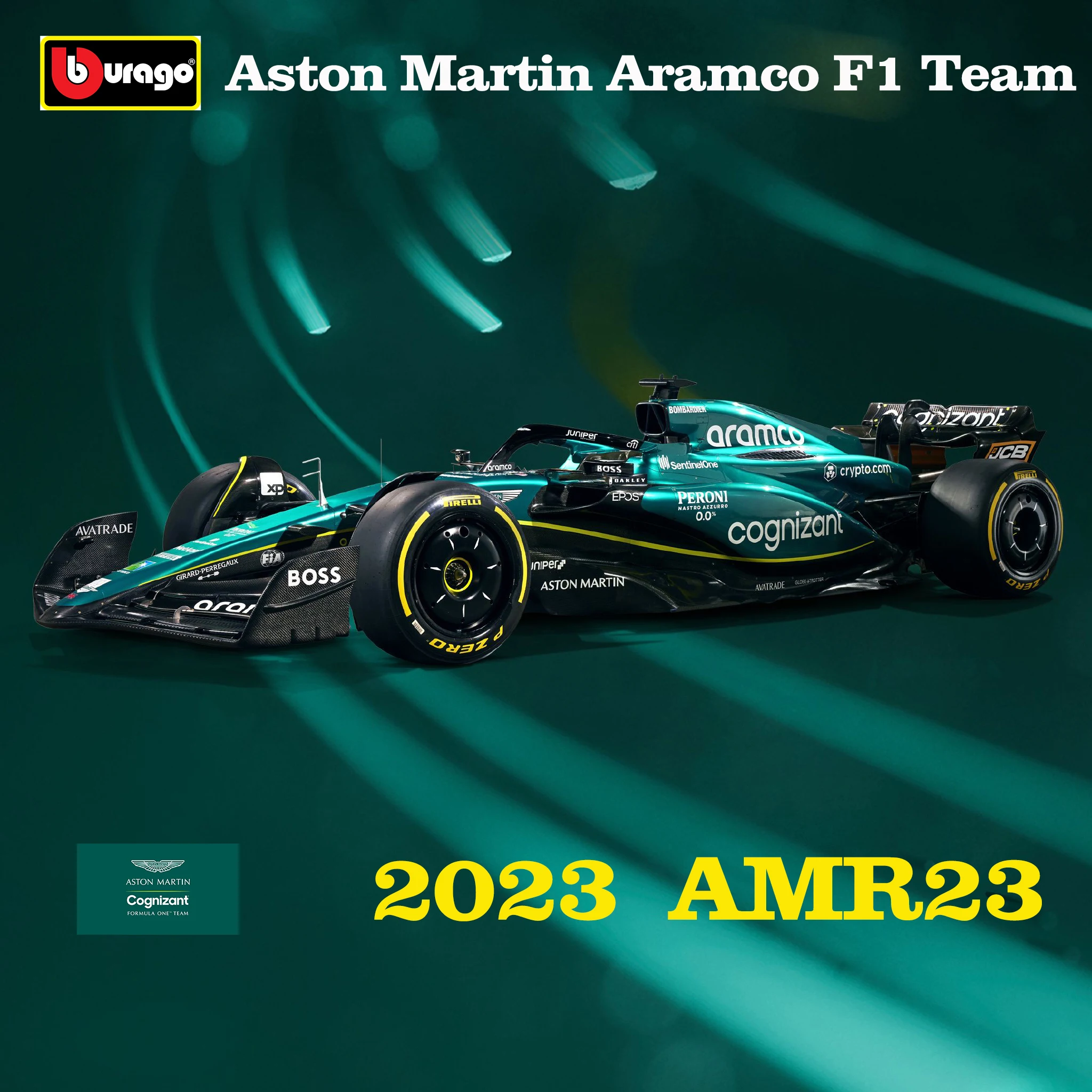 Bburago 1:43 F1 Aston Martin Aramco F1 Team AMR23 2023 #14 Alonso #18 walk Alloy Car Die Cast Model Toy da collezione