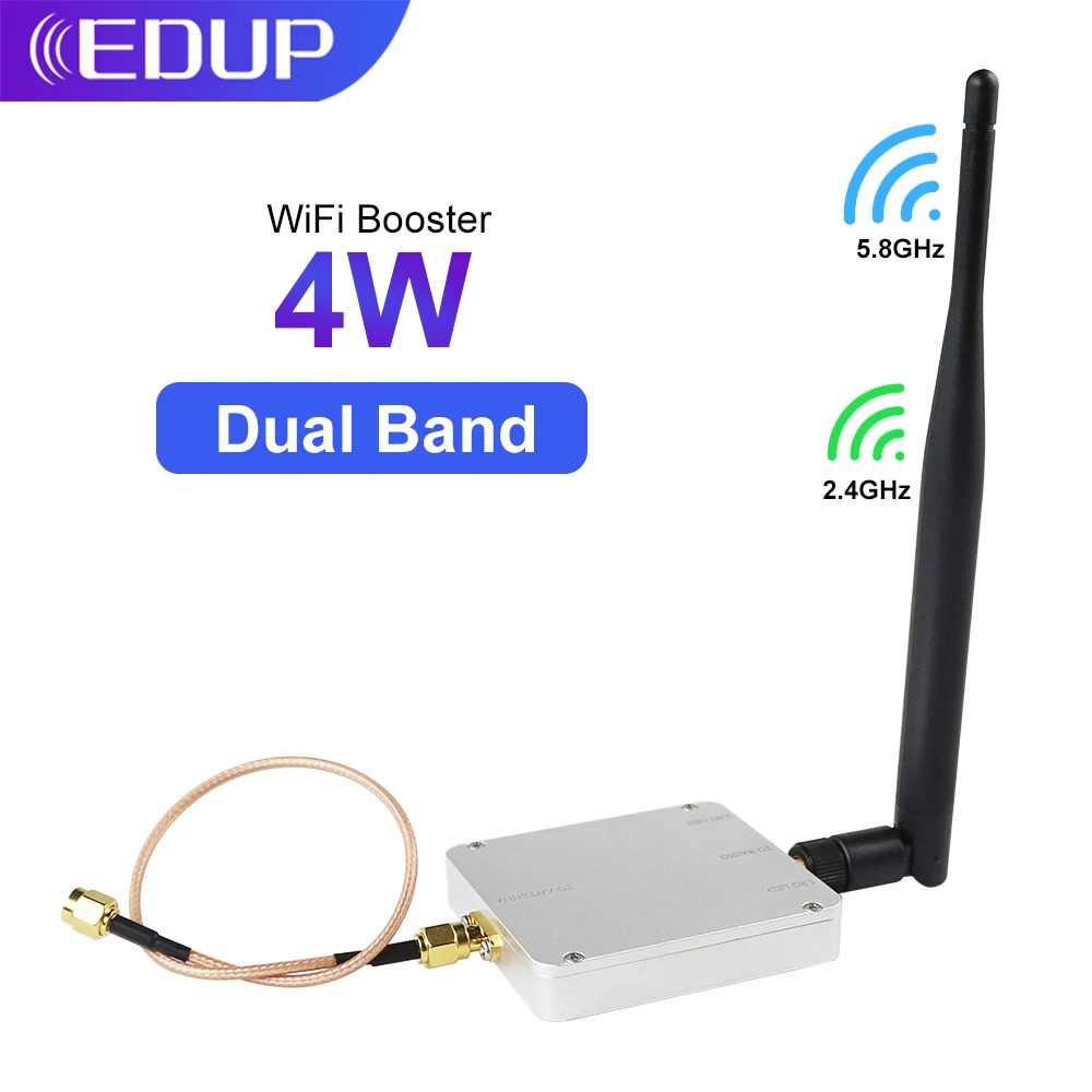 EDUP 8W 2.4GHz WiFi Power Amplifier 5GHz 5W Signal Booster Wireless Range Repeater for Wi-Fi Router Accessories Antenna 