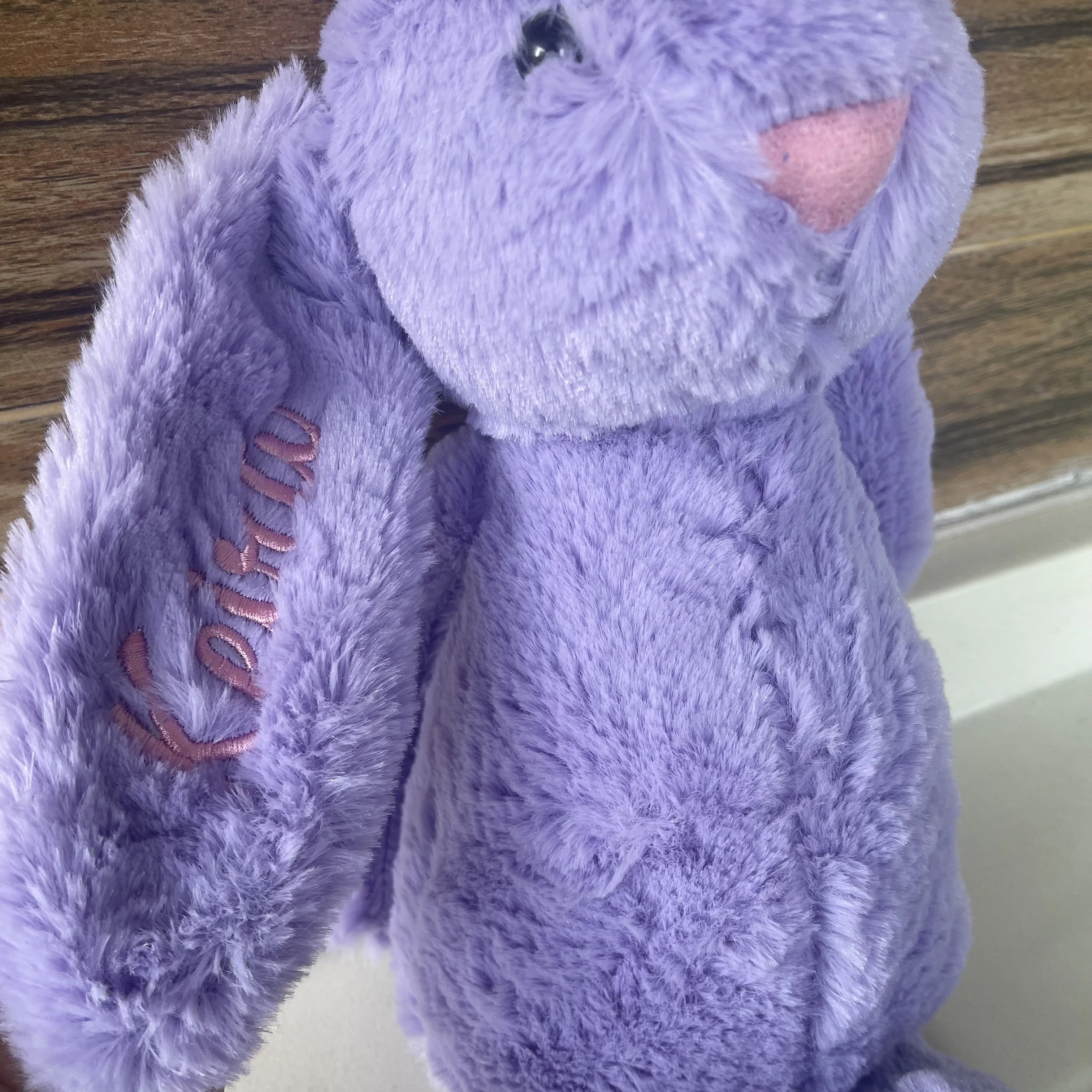 Personalized Customization Of Shy Bunny Cute Plush Toys Pink Exquisite Rabbit Embroidery Name Holiday Gift Doll plush toys