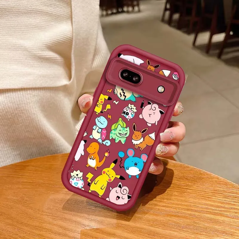 P-Pokemones P-Pikachus Anime Eye Ladder Shockproof Soft TPU Phone Case