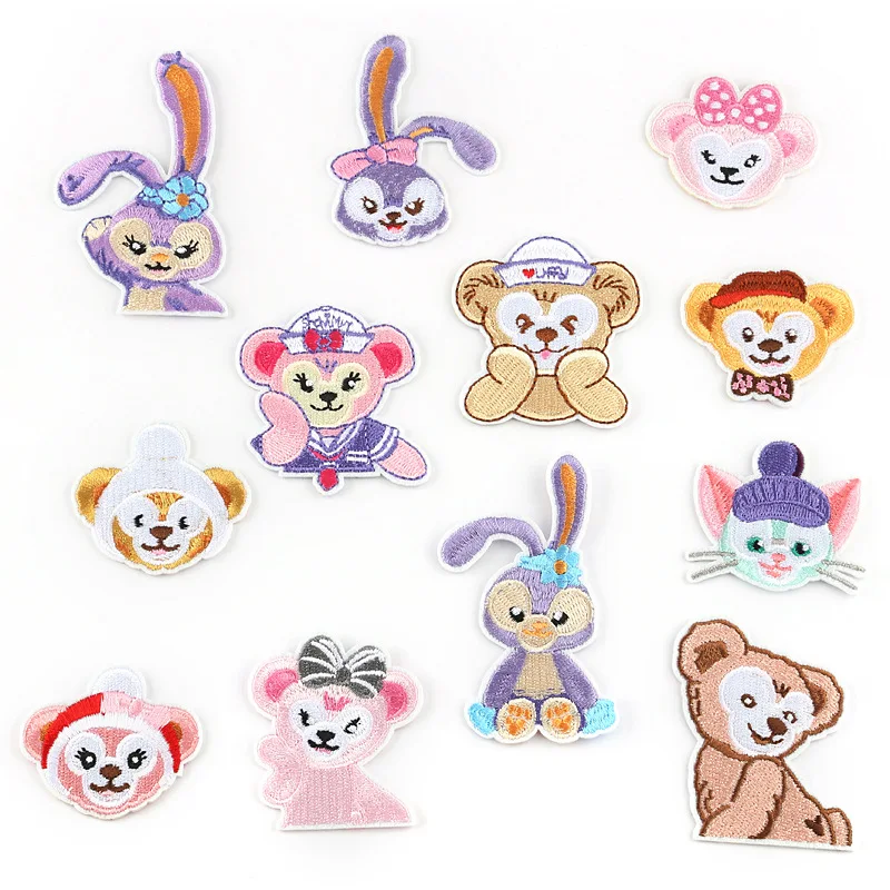 

12Pcs/set Cartoon Bunny and Bear animal Series Iron on Embroidered Patch For on Clothes Hat Jeans Sticker Sew Ironing Applique