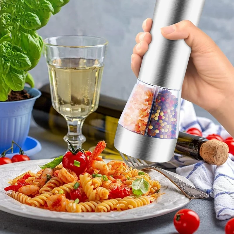 Electric Salt And Pepper Grinder Set Refillable 2 In 1 Electric Salt And Pepper Grinder Adjustable Coarseness Easy To Use electric grinder salt and pepper grinder
