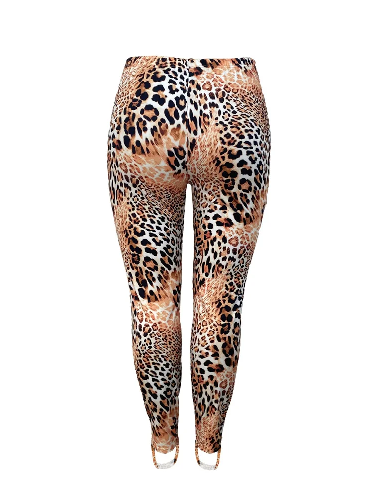 Wmstar Plus Size Pants Women Leopard High Waist Boycon High Stretch Cargo Pockets Pants Korean Streetwear Wholesale Dropshipping