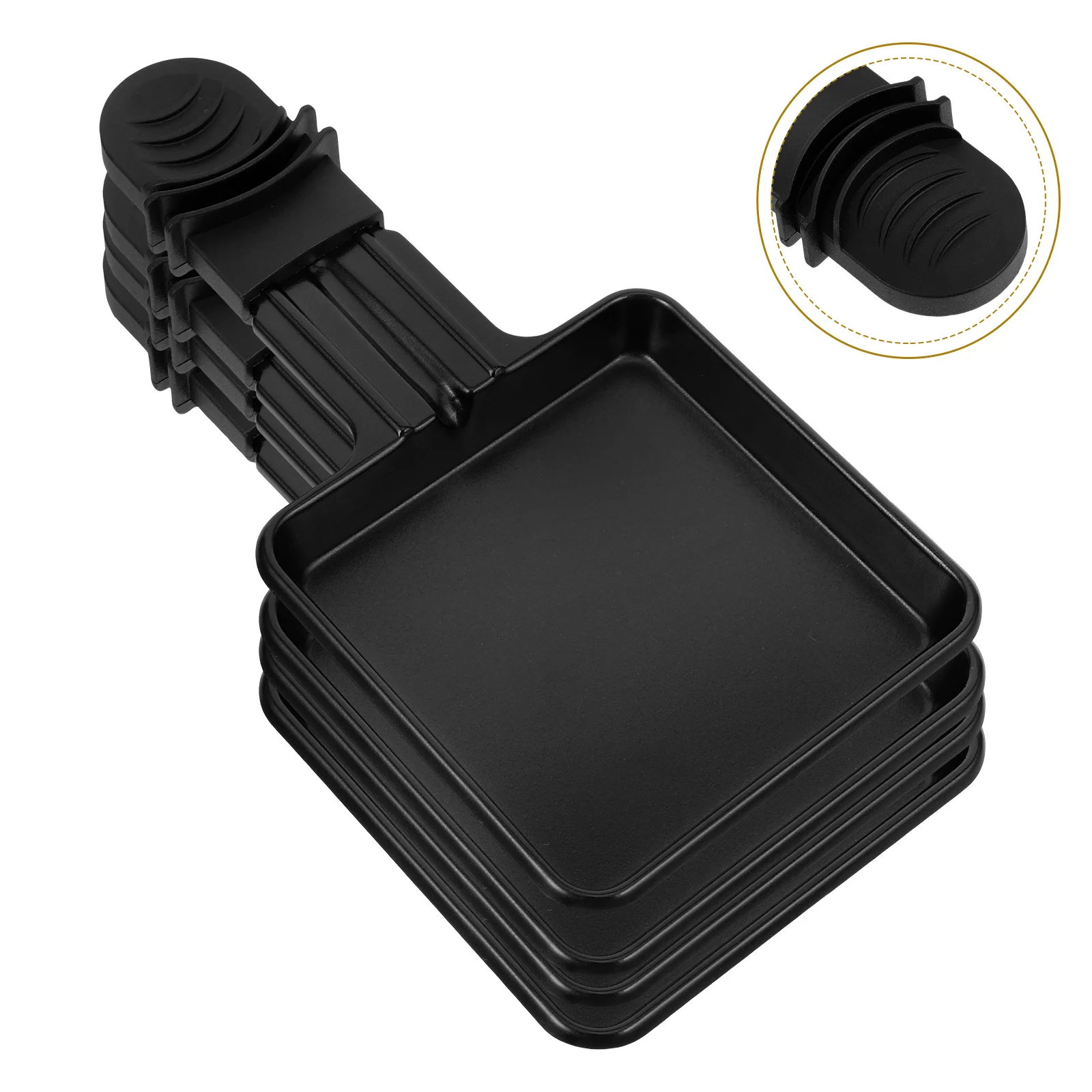Baking Pan 4pc Square Shape Mini Raclette Grill Pans Handle Cheese Melt Pan Non-Stick Stainless Steel BBQ Cooking Pans Eggs Cheese Melt Pan