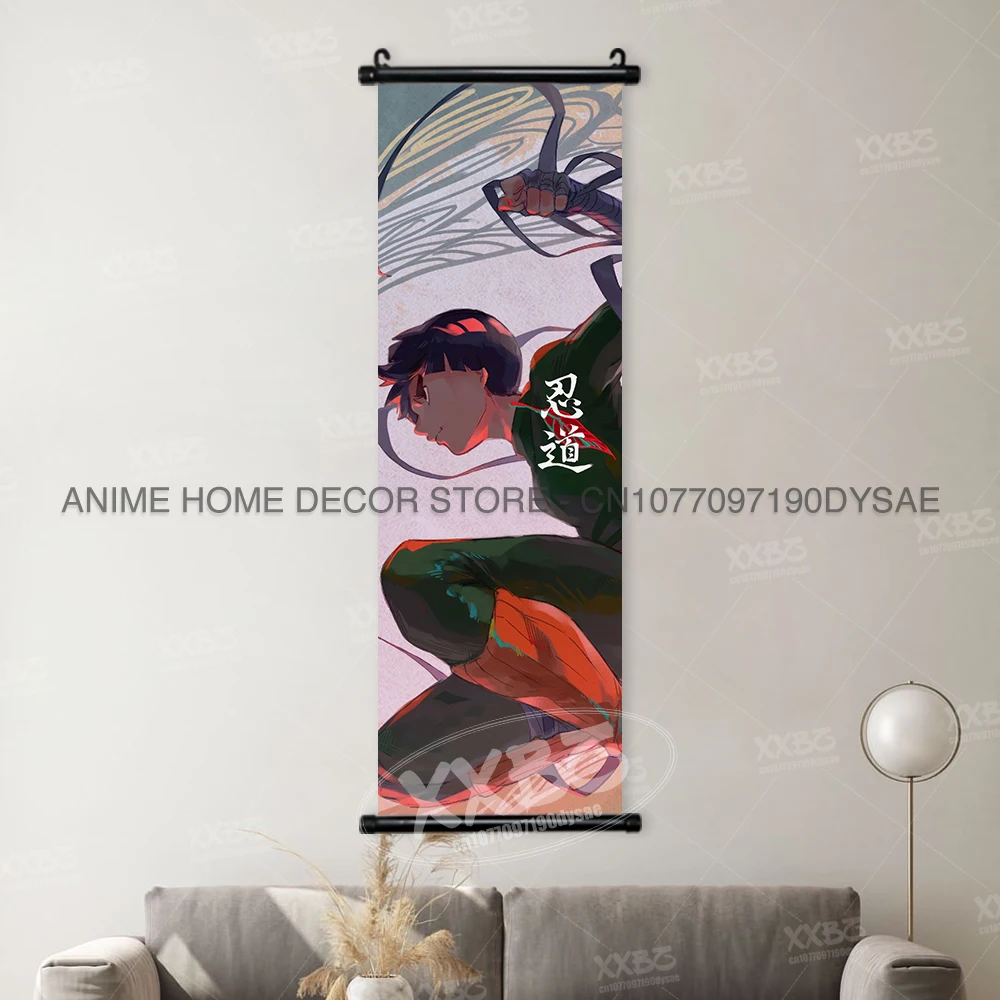 Japanese Style Naruto Wall Art: Rock Lee, Uchiha Sasuke & Obito Scroll Paintings