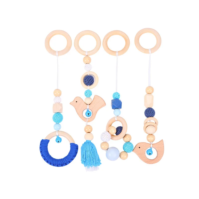 Nordic Style Baby Gym Play Frame Wooden Infant Nursery Sensory Ring-Pull Toy Teething Nursing Rattle Toys Gifts Infant Room Deco