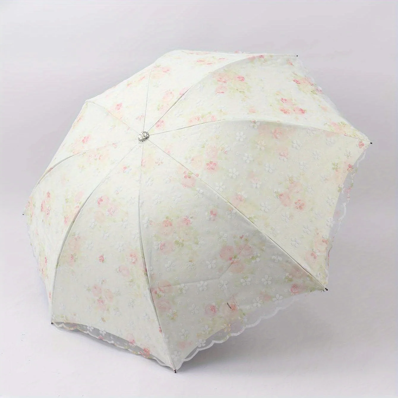 Double Layer Lace Printed Sun Umbrella Vinyl Sun Protection Uv Small
