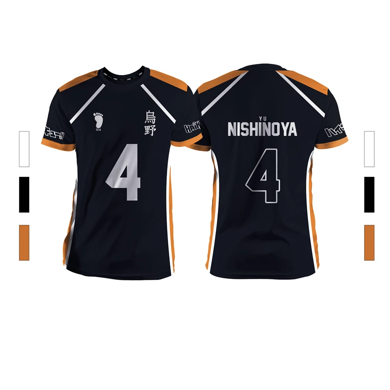 Schwarz Sommer Neue Herren Sport Mode Lässig Bequeme Atmungsaktive Volleyball Anime Unisex Kurzarm Rundhals T-Shirt Tops – Detail 4