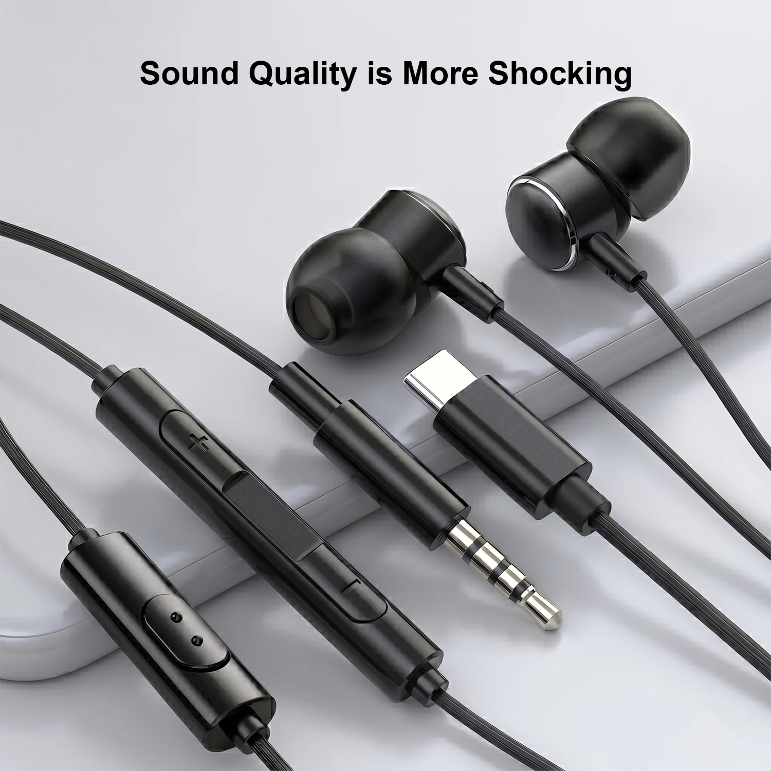 C타입 유선 헤드폰 HiFi 스테레오 마이크 이어폰 삼성 갤럭시 S25 S24 S23 울트라 노트 20 10 A53 USB C 3.5mm 헤드셋