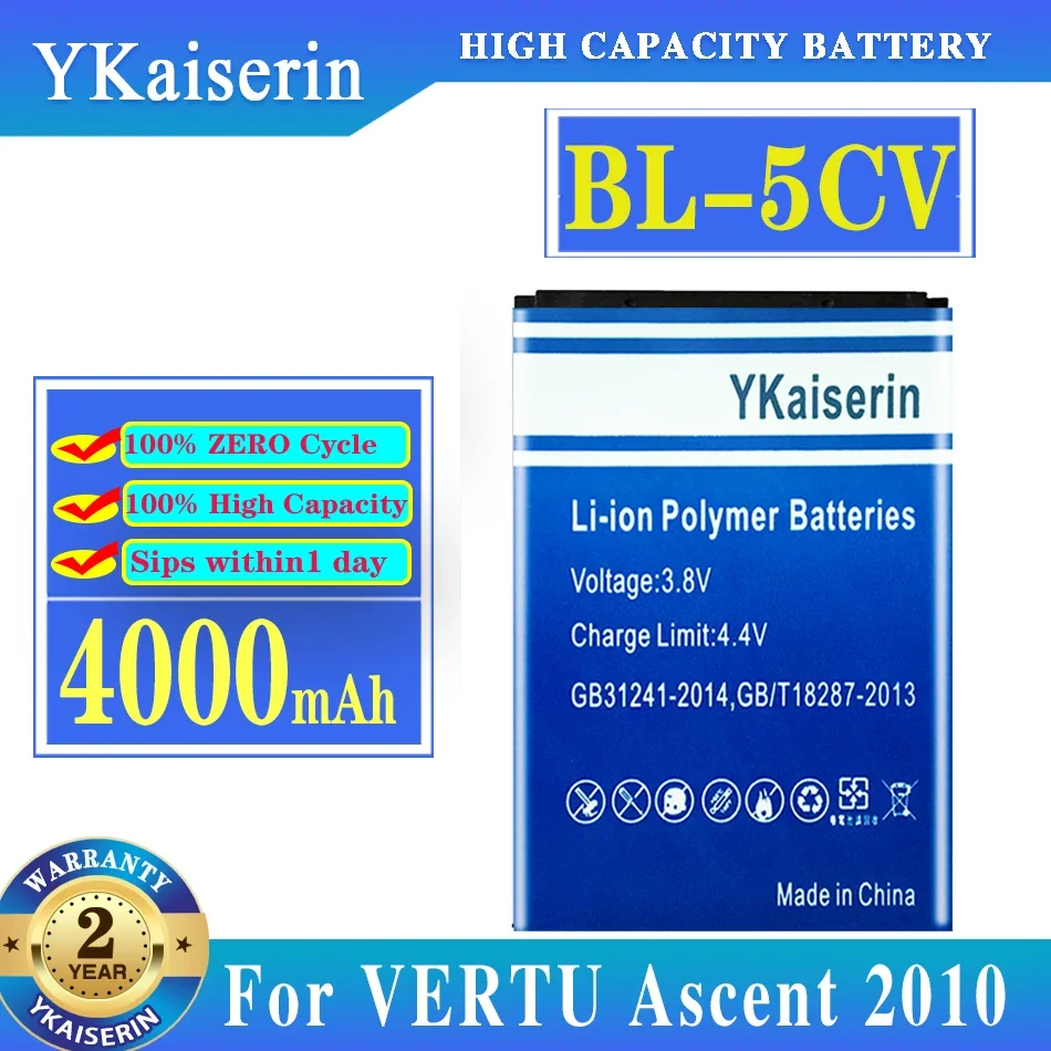 Ykaiserin 4000Mah Batteria Bl-5Cv Bl 5Cv Bl-5C Per Vertu Ascent 2010/Per Signature S Design/Per Vertu X Bl5Cv Batteria + Track No
