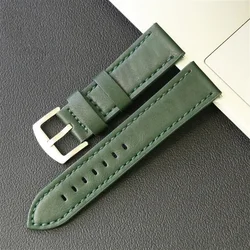 Quick Release Crazy Horse Genuine Leather Retro Watch Strap - Universal Fit, Multiple Sizes Available - 22mm - 0.86in (Green)