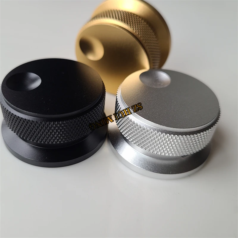 Botão de Alumínio para Potenciômetro Cap Knob Recartilhado Finger Sandblast Supersonic Washer Decoder Button Tube Amplifier 38×20 mm Pcs