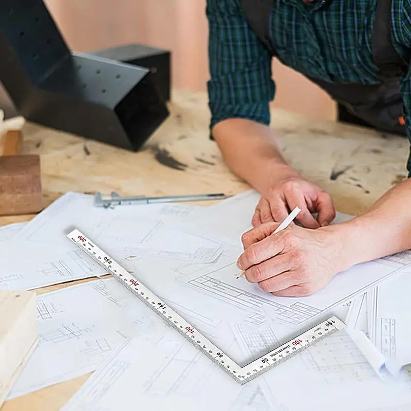 Square Framing Ruler Carpenter L Shape Square Ruler Portable Framing Square For Door Window Frames Anti-Rust Right Angle Ruler