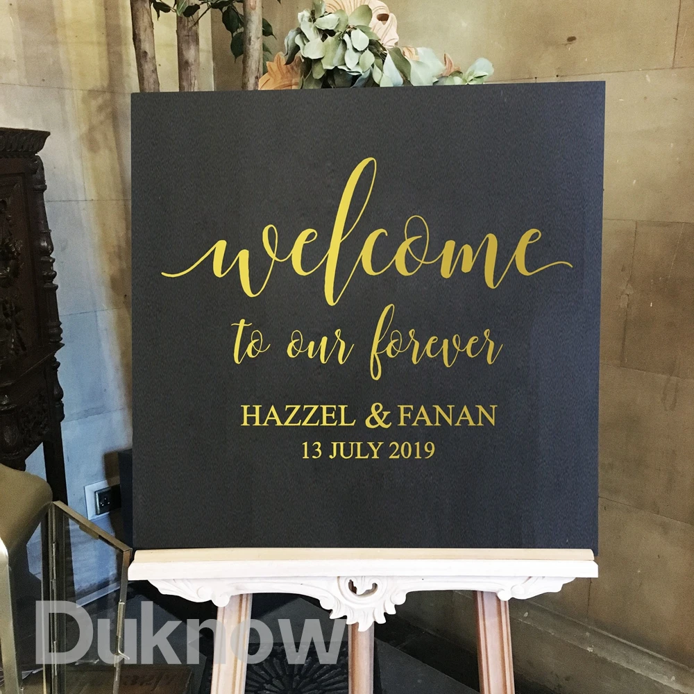 Welcome to Our Forever Personalized Decal Rustic Wedding Decoration Wedding Welcome Sign Name and Date Vinyl Sticker wedding poster