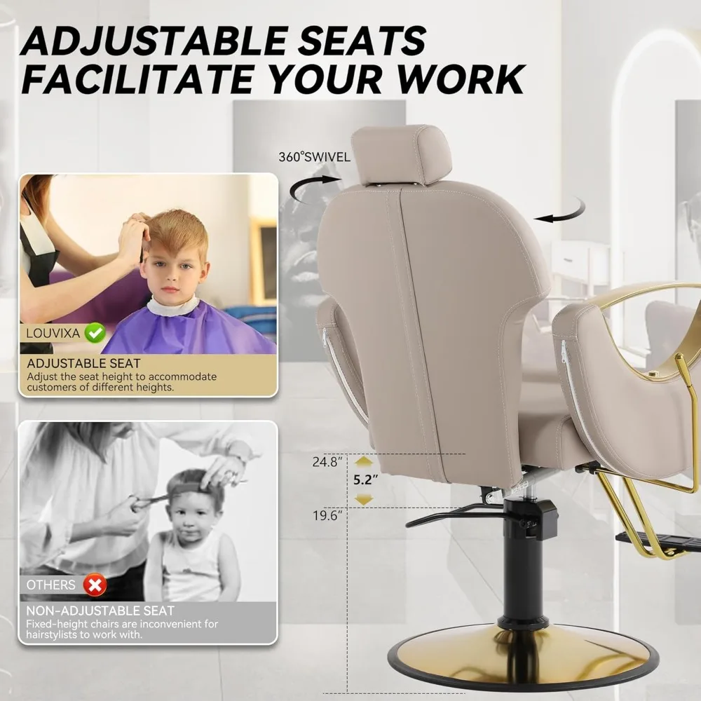 Description Picture 6 of itemSalon Chair for Hair Stylist Barber Chair Hair, Extra Thick Seat and Durable Steel Construction, Shampoo Salon Equipment