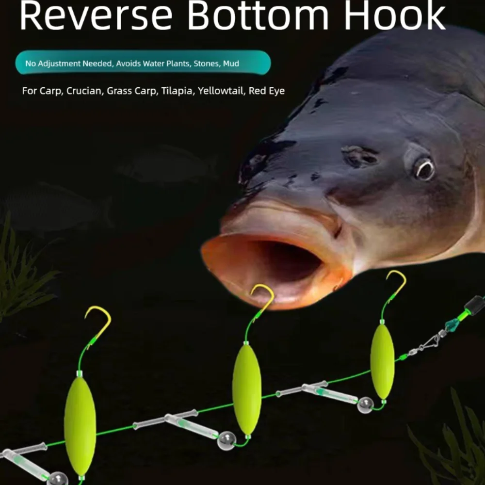 Three Hook Fishing Hair Rigs Hook Automatic Flipping Suspension Carp Fishing Hook Pesca Size 4#-14# Carp Rigs Fishing Lure