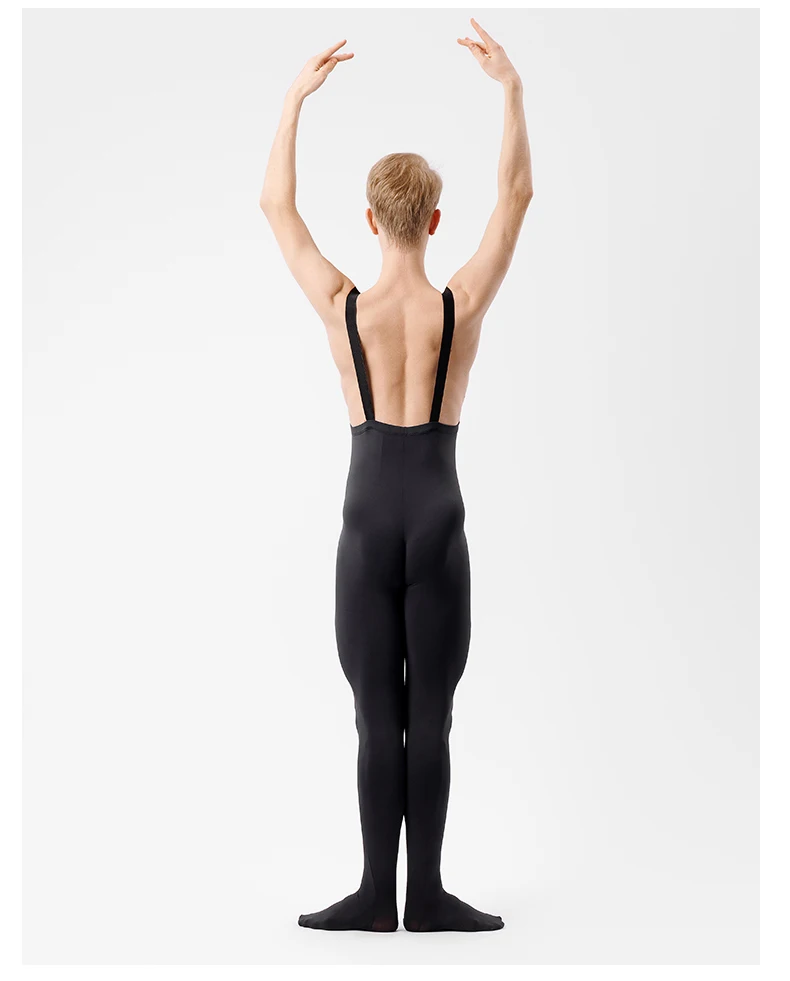 Einteiliger schwarzer Tank-Ganzanzug für Herren, ärmellos, Ganzkörper-Tight-Overall, Tanzkostüm mit Hosenträgern für Fitness – Detail 8