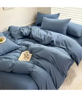 Ensemble de literie en coton, linge de lit solide, avec drap, housse de couette, taie d'oreiller, pour Couple simple, King, Queen, Double, taille 5