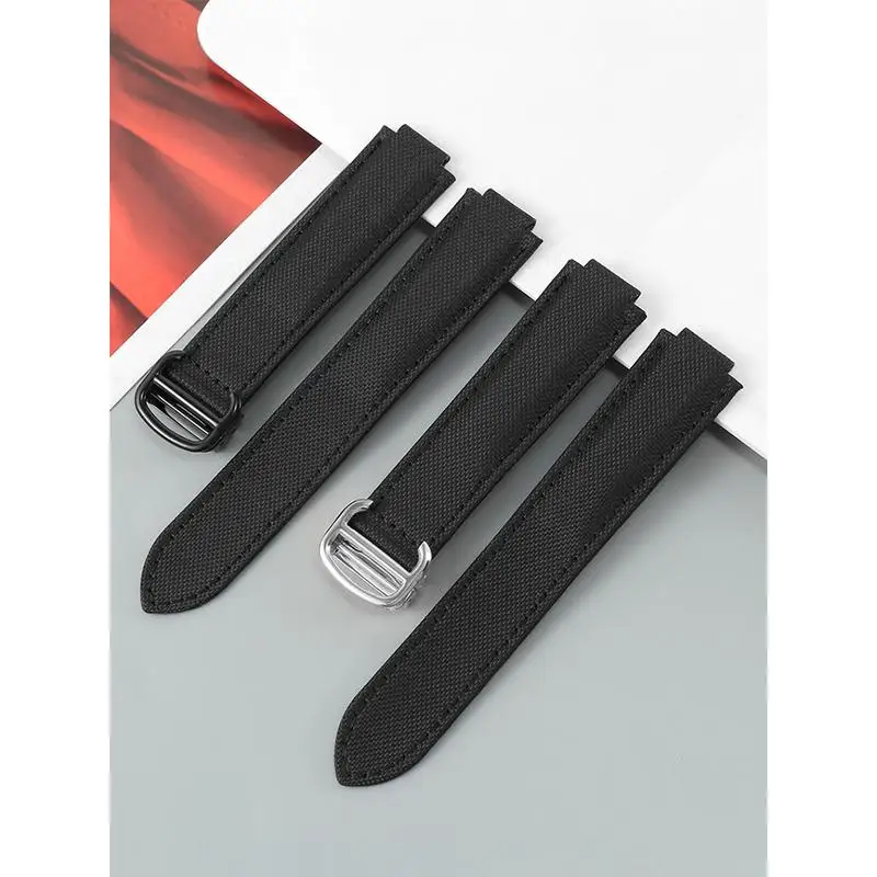 YOPO New Black Waterproof Canvas Men's And Women's Watch Chain, Folding  Buckle  Convex  Mouth Woven Nylon Watchband 20x8 16x9mm