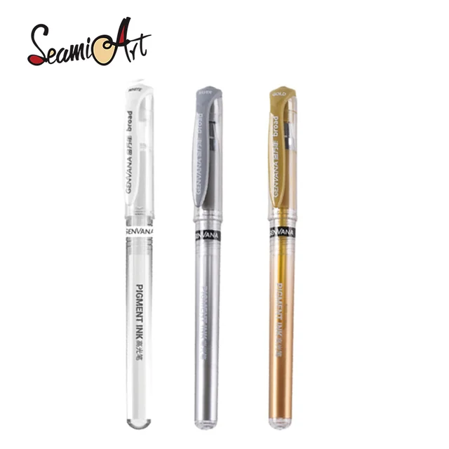 SeamiArt 1pc 1mm Gold Silver White Metallic Marker Pen Gel Pen For DIY Art Coloring Scrapbooking Signing Art Supplies Stationery 1