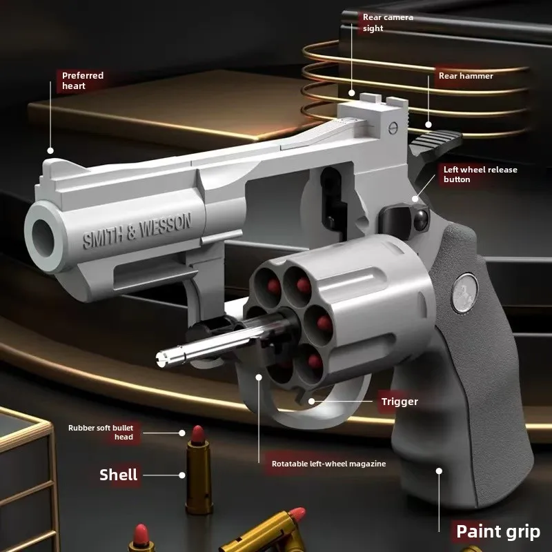 Soft Bullet Toy Gun Set with Ejecting Revolver for Kids, One-Key Detachable Pistol, Continuous Shooting 4