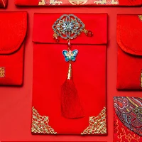 1pc Chinese New Year 2024 Red Envelope Lucky Money Bag Texture Faux Silk Visiting Relatives New Year Red Envelope For China 2