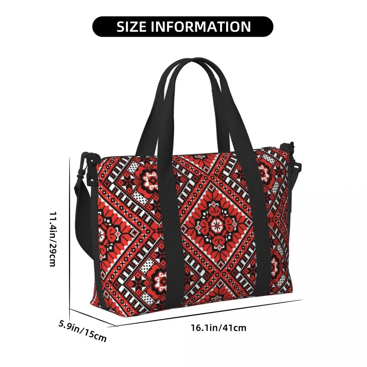 Ukraine Ukrainian Embroidery Ornament Beach Tote Bag for Women Boho Large Compartment Beach Gym Travel Bags